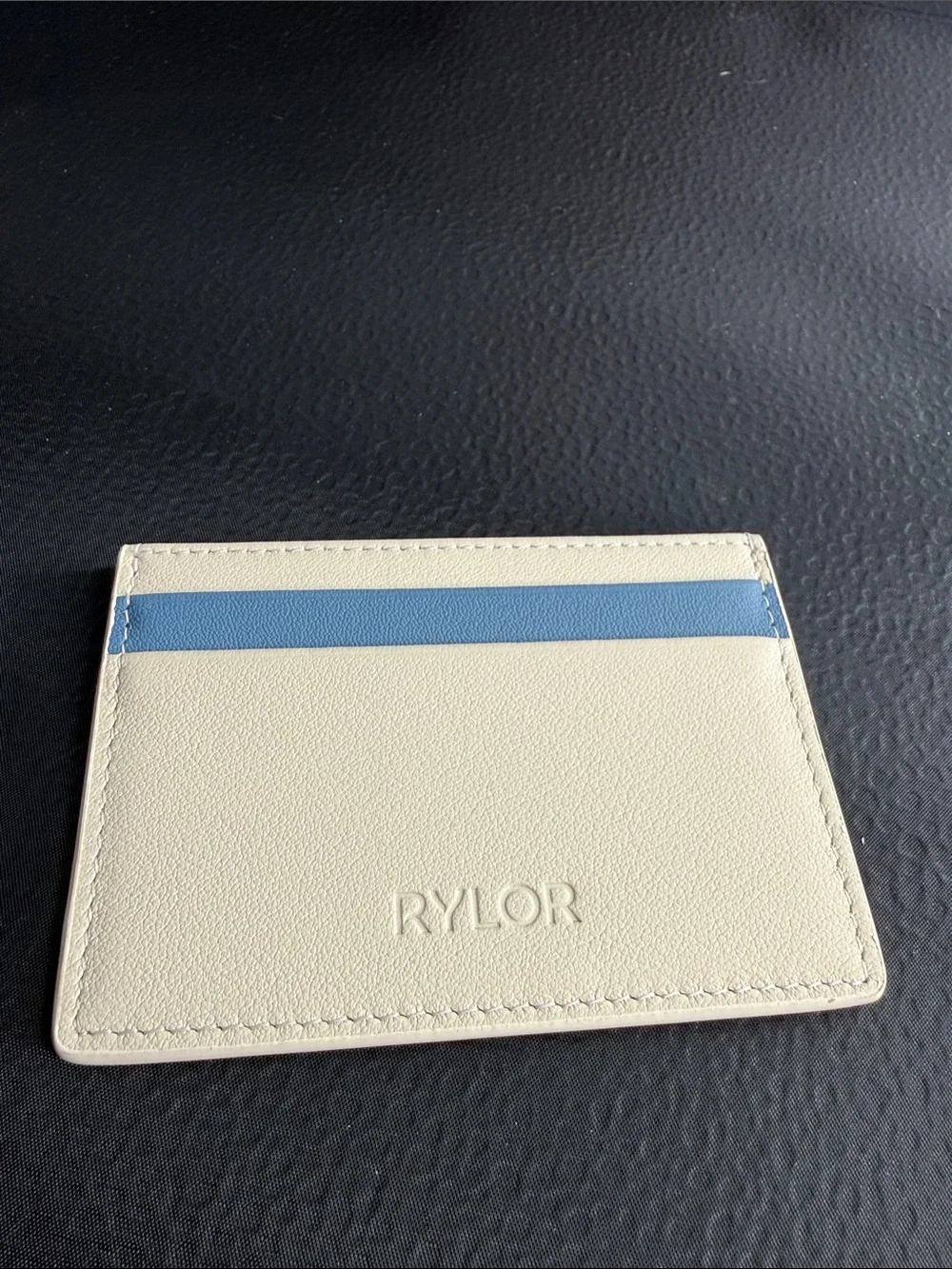 Rylor NEW cream and Light Blue Leather Card Holder